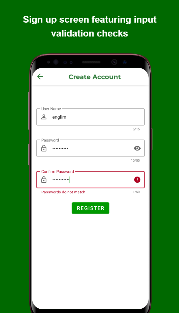 ACME app signup screen