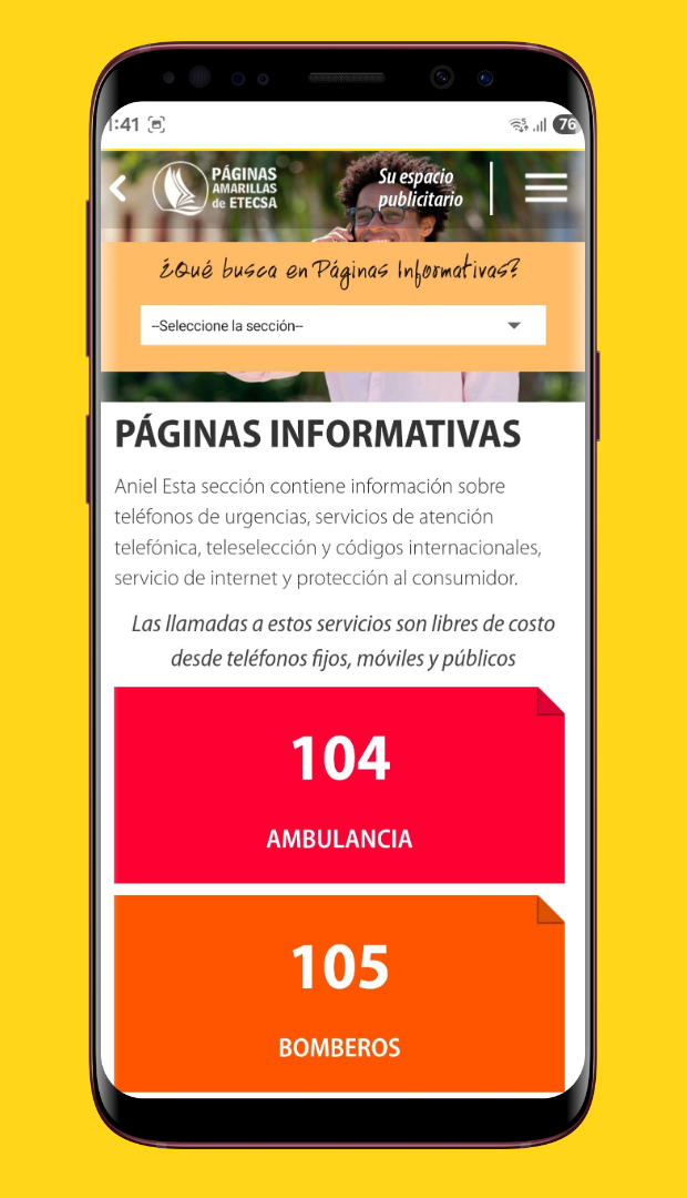 Informative pages screen