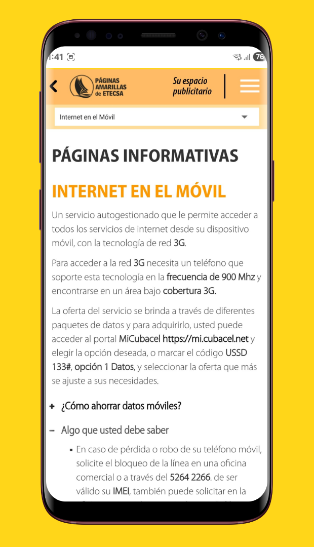 Internet screen